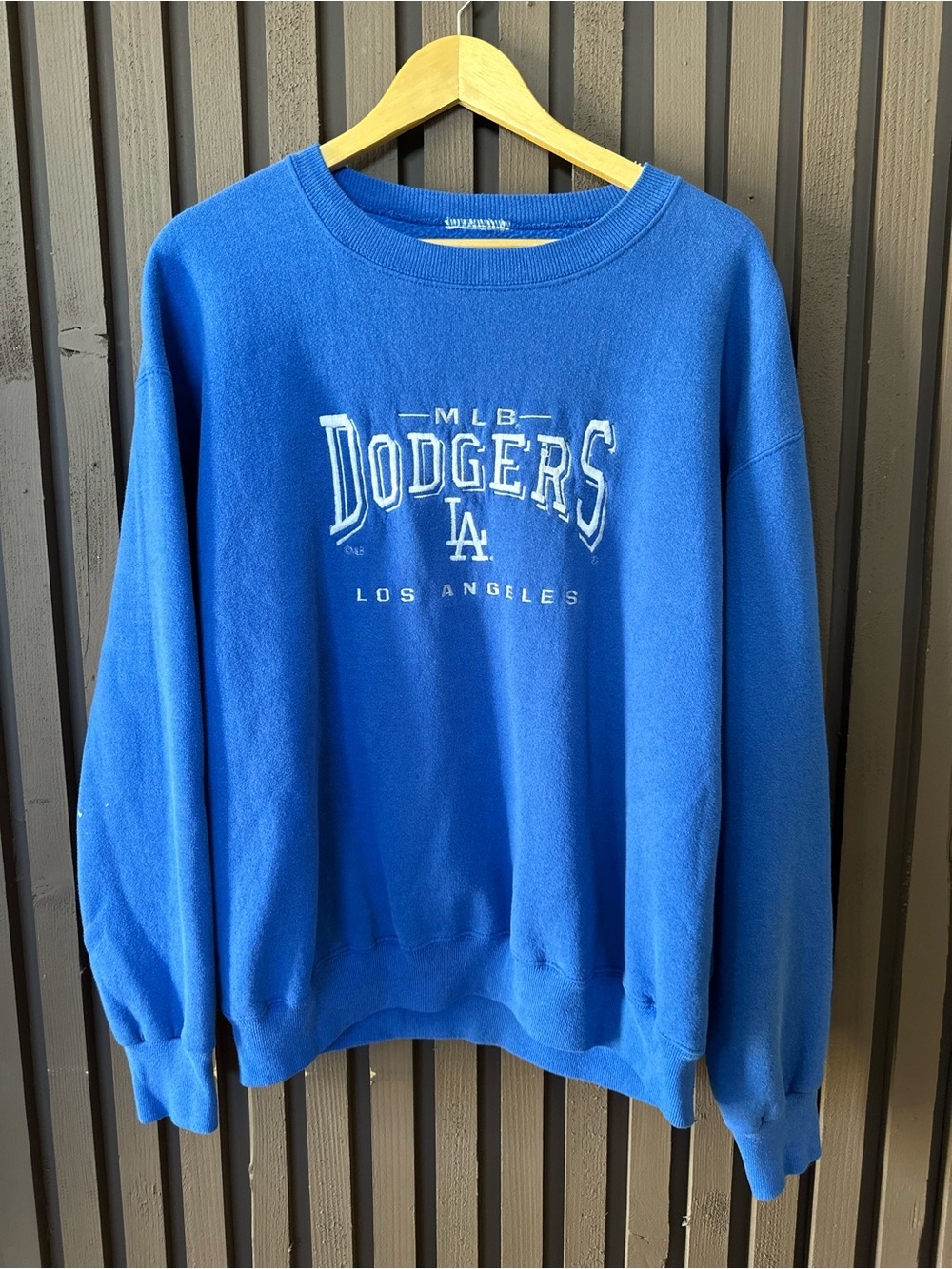 Los Angeles Dodgers MLB Blue Embroidered Crewneck Sweatshirt Mens Large L
